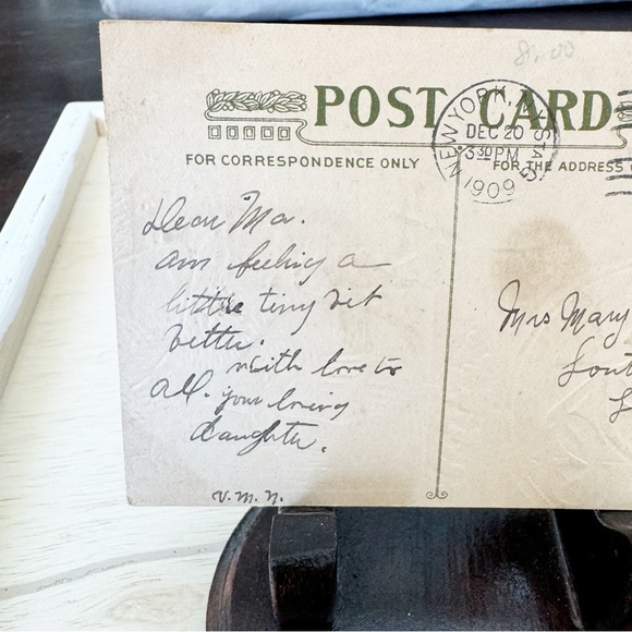 Antique Postmarked 1909 Mailman Delivering Santa's Telegram Holiday Postcard - Picture 7 of 11